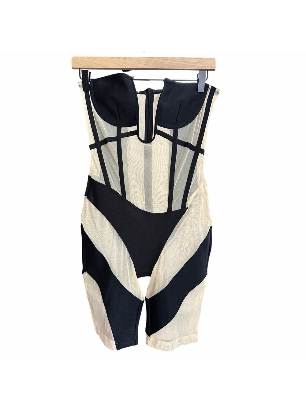 LEAU‎ CIRCE CORSET JUMPSUIT Size Small Black R1002 Bodycon Shapewear Sexy Corset
